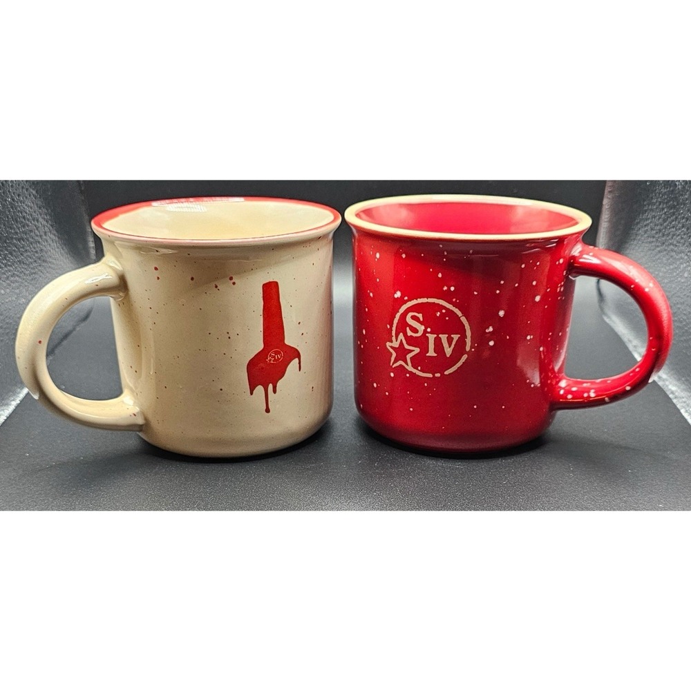 2 Makers Mark Limited Edition Bourbon Whisky Mugs Red and Cream - Rare